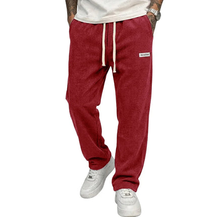 Men's Baggy Pants Casual Corduroy Trousers Drawstring Elastic Waist Straight Sweatpants Jogger Gym Man Pants Men's Work Pants