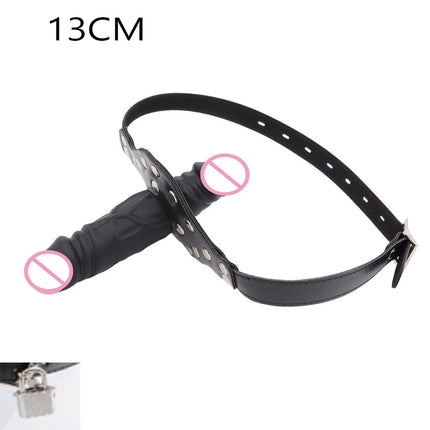 Double-Ended Dildo Deep Blowjob Sex Toy Gag Open Mouth Plug Leather Harness Lesbian Strapon Penis Butt Plug BDSM Erotic Bondage