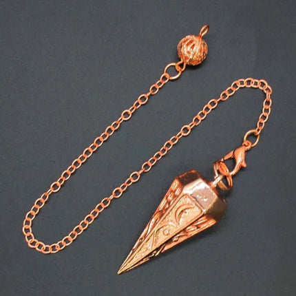 Copper Metal Rune Pendulum For Dowsing Divination Balancing Body Healing Chakra Reiki Spiritual Antique Pendant