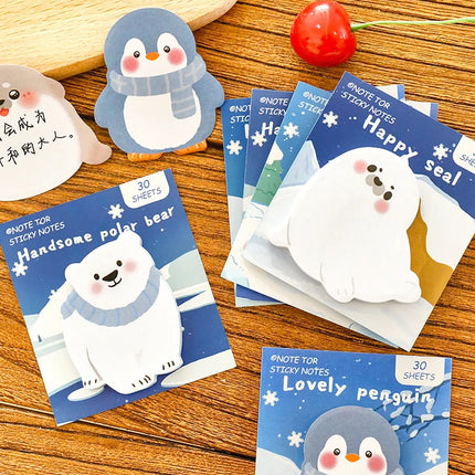 Ins Cartoon Cute Animal Sticky Note Student Special-shaped Penguin Note Book Can Paste Messages and Notes N Times Memo Pad