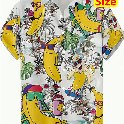 Hawaiian Men's Shirt Abstract Banana Pineapple 3D Printing Tee 2025 Funny Fruit Summer Blouse Lapel Short Sleeves Shirts Tops