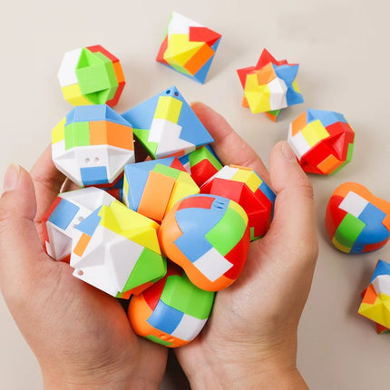 3D Puzzle Luban Lock Keychain - Magic Mini Cube Brain Teaser Game Intellectual Educational Toy For Kids Adult Antistress
