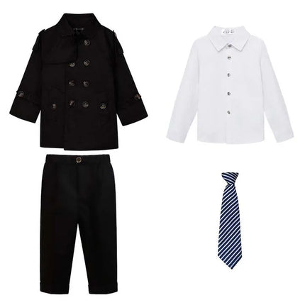 Wholesale JUCPKID Children Boys Suits Kids Boy Trench Coat Shirt Pants Suits Outfits Sets 2-10Y Handsome Teens Boys Elegant Suit