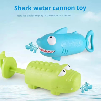 Kids Pull Out Water Gun Shark Design Summer Beach Bath Sprink Outdoor Fun Water Safe Toy Cartoon Material Portable Dinosaur