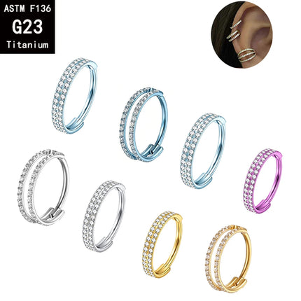 G23 Titanium ASTM F136 Nose Rings Piercing Hoop Earrings For Women Septum Nose Ring Clicker piercing Set  Body Jewelry