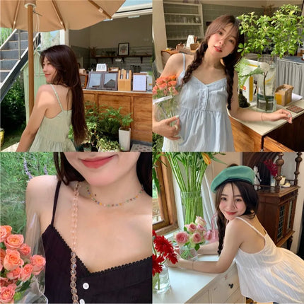 Pure Cotton Mini Strap Vest Women's Youthful Solid Color Versatile Sweet First Love Sle Casual Comfortable Top