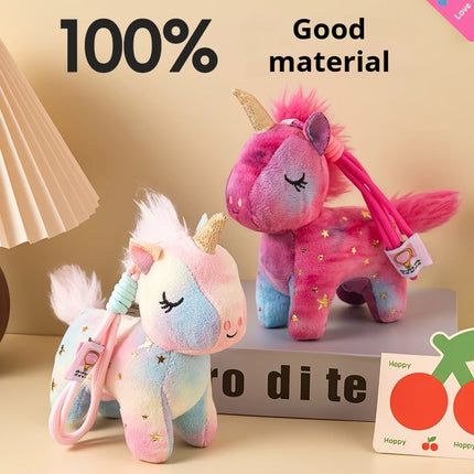 Doll Cute Sparkly Star Pattern Plush Unicorn Keychain Soft Fluffy Stuffed Toy Bag Pendant Claw Machine Prize Party Gift