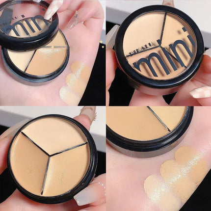 3 Colors Concealer Cream Full Coverage Acne Spot Dark Circles Contour Concealer Palette with Brush Moisturizing Cosmetics Makeup