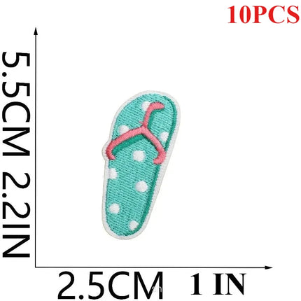10PCS Couple BULK Vacation Embroidery Cloth Sticker Summer Beach Patch Clothes Decoration Swimming Ring Beach Ball Computer