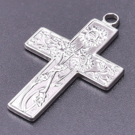 5pcs/Lot High Quality Stainless Steel Cross Pendants For Jewelry Making Supplies Metal Rose Lava Ankh Cross Charms DIY Materials