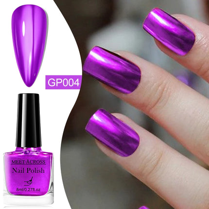 MEET ACROSS 8ml Glass Bottle Water-Based Peel Off Nail Polish Spring Summer Colorful Glitter Nail Art Varnish No Need Lamp