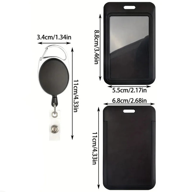 1/2 Set Card Holder ID Badge Holder with Heavy Duty Carabiner Reel Clip Set Retractable Vertical Holders for Women and Men