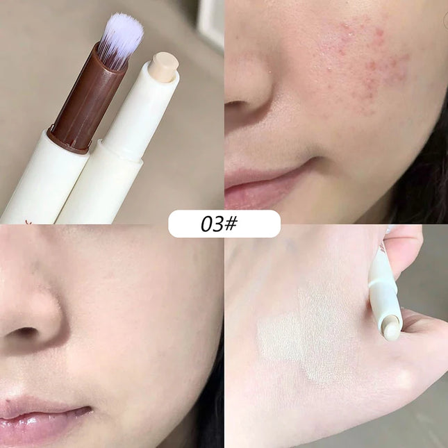 Face Color Corrector With Brush Concealer Pen Brighten Double-head High Coverage Dark Circles Contour Concealers Stick Makeup