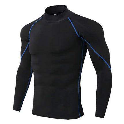 Men's Workout Compression Shirt Turtleneck Long Sleeve Rash Guard Gym Base Layer Athletic Undershirt Gear Sports Shirt