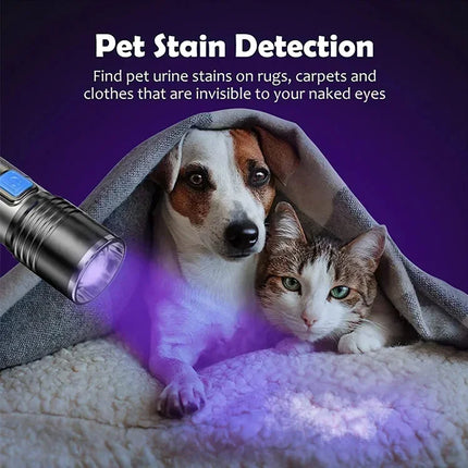 Mini LED 395nm UV Flashlight Rechargeable Waterproof Black Light Torch for Pet Urine Stain Detection Scorpion and Fluorescent