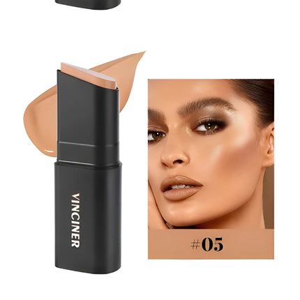 VINCINER Matte Stick Foundation Cream Long-Wear Waterproof Covers Dark Circles Full Coverage Concealer Stick for Base Makeup