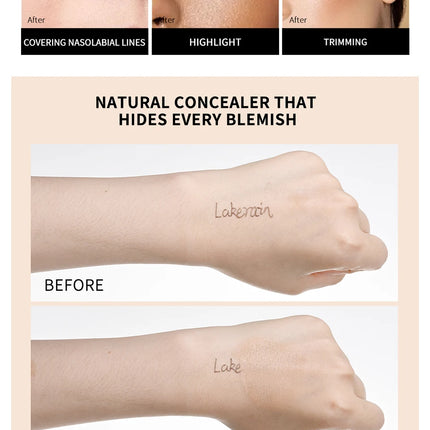 Lakerain Hydrating Radiant Concealer Liquid Foundation Texture High Coverage Long-Lasting Oil Control Hydrating Skin Concealer