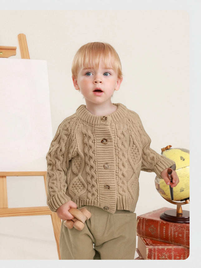 Autumn Sweater Children's Clothes Sweater Knit Cardigan for Girls Boys Long Sleeve Keep Warm Thickened Jacket Outfit Coat