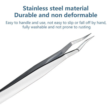 1Pc Stainless Steel Curved Tip Lash Extension Tweezers Anti Slip Straight Tweezers High Precision Nail Art Makeup Beauty Tools