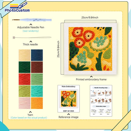 PhotoCustom Building Punch Needle Kit Painting Decor Embroidery Starter Kit Landscape Monks Cloth For Punch Needle Kits Embroide