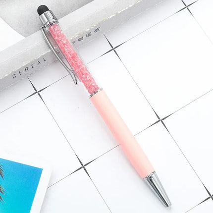 50pcs/Lot Crystal Metal Ballpoint Pen Fashion Creative Stylus Touch for Writing Stationery Office School Gift Free Custom Logo