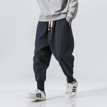 2025 New Trendy Men Harem Pants Loose Oversized Style Cotton and Linen High Quality Jogger Sweatpants Casual Male Trousers