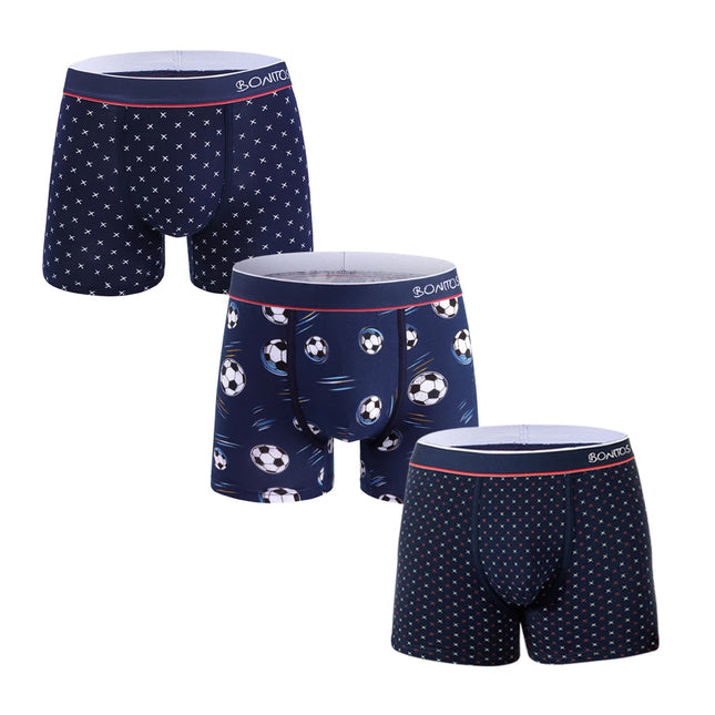 3pcs Print Men's Panties BONITOS Letter Waistband Boxer Briefs Cotton Underwear Mens Boxers Classic Men Underpants