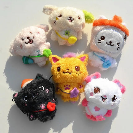 15cm Kpop NTC WISH Sakuya RIKU YUSHI Peripheral Tea Cat Doll Plush Dog Keychain NTCWISH Cartoon Key Rings Bag Pendant Key chains