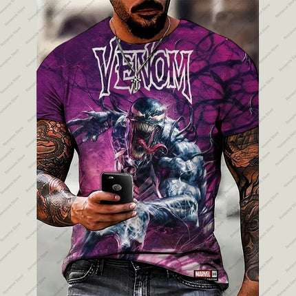 Venom Men's T-shirt Spider-Man T-shirt 3D Marvel Print Short Sleeve Fashion plus size Men's Shirt New Summer Kids Clothing