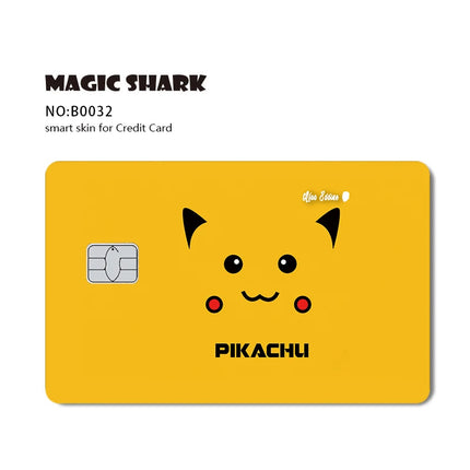 Maigc Shark Cute Pokemons Mewtwo Eevee Pikachu Gengar Sticker Film Cover for Debit Credit Card No Fade