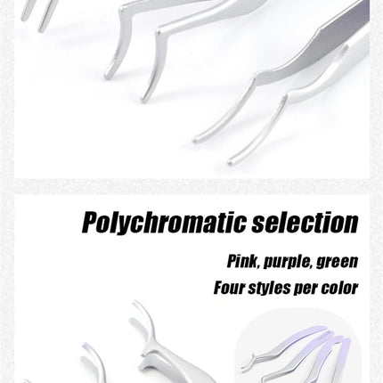 1/4 Gradient Eyelash Comb Tweezers Stainless Steel Anti-Static Non-Magnetic Professional Lashes Extension Tweezers Makeup Tools