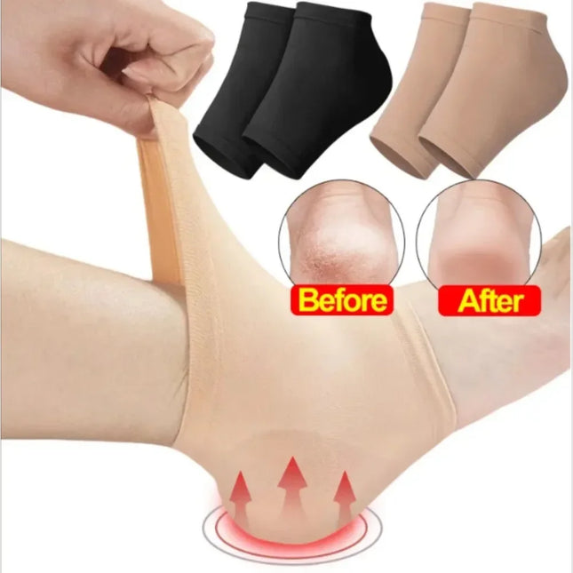 Black/Nude Heel Protective Mesh Gel Silicone Heel Sock Foot Cover Moisturizing Anti-wear Anti-crack Half Sock Heel Cover