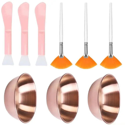 D0AB Pack of 9 Complete Face Mask Mixing Bowl and Tool Set for Handmade Skincare