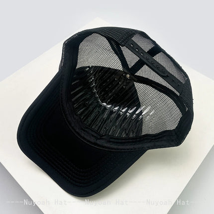 New Unisex Cartoon Character Graffiti Printed Letter Baseball Hats Sunshade Color Block Breathable Trucker Caps Versatile Mesh