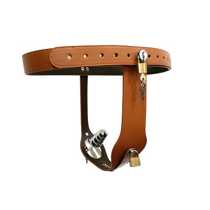 Leather T-Shaped Female Chastity Belt Masturbator Strap on Pants Adjustable Underwear Chastity Lock Bdsm Device Fetish Sex Toys