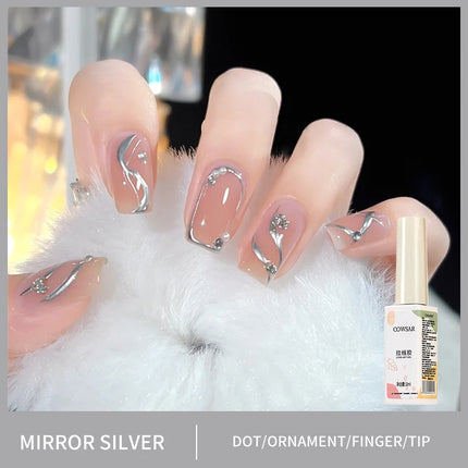 1Box Metallic Gel Gold Mirror Effect Gel Nail Polish French Nail Art Line/Flower Painting Gel Glitter UV Gel Nail Soak Off #8YQW