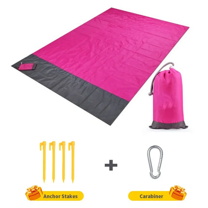 Tapis de plage pliable et imperméable avec poche, tapis de camping léger, tapis de pique-nique extérieur