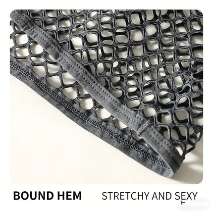 Mens Mesh See Through T Shirt Ice Cool Breathable Fishnet Hollow Out Short Sleeve