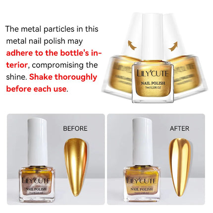 LILYCUTE 7ml  Mirror Metallic Nail Polish No Need of UV LED Lamp Nail Supplies Vernis Red Purple Mirror Effect for Nails