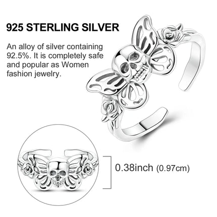 Opening Ring 925 Original Silver Adjustable Three-color Butterfly Fire Dragon Ring Fashion Jewelry Birthday Gift For Women