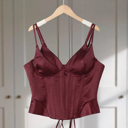 Sexy Double Layered Shoulder Straps Women Vest Elegant Backless Sleeveless Lace Up Female Top 2026 Spring Summer Lady Crop Tops
