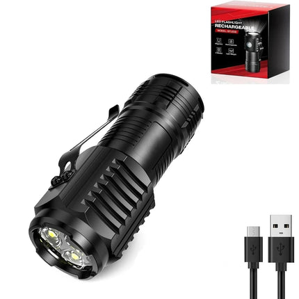 3LED Super Bright Flashlight  Mini Burst Flash Torch Rechargeable Outdoor Waterproof Emergency Spotlight with Pen Clip Magnet