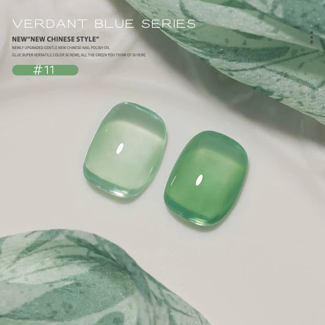 MN 12ML 1-12PCS Chinese Style Turquoise Gel Nail Polish 2026 New Ice Transparent Green Jelly Gel Polish Yellow Green Nails