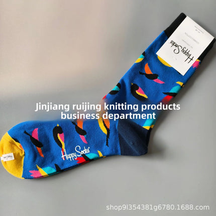 High Quality Fashionable Men's Mid-Calf Cotton Socks HappySocks New Arrival Suitable for All Seasons Swedish Design