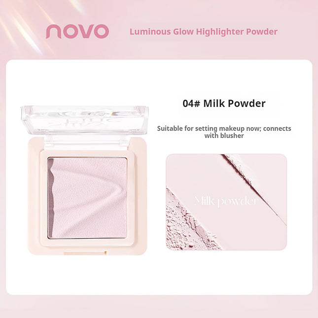 NOVO Monochrome Matte Highlighter Powder Brightens facial contours Smooths tear troughs Natural finish with flawless application