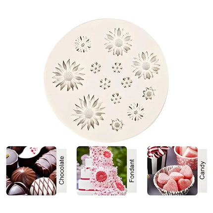 Mini Daisy Flower Silicone Mold DIY Decoration Cake Tools Chocolate 3D Mould Tools Wedding Birthday Decor Pastry Baking Mould