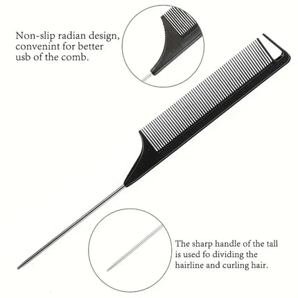 14pcs Hair Tool Set - Sectioning Rings, Metal Combs, Clips and Magnetic Wrist Pin Holder for Braiding (Black)