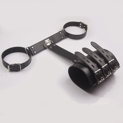 Leather Bondage Handcuffs, BDSM Armbinder Restraint ,Arms Behind Back Straitjacket,Sex Toys For Couples
