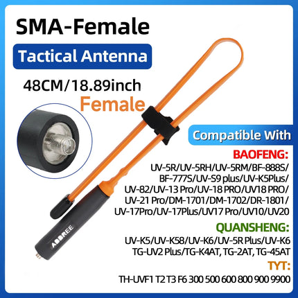 ABBREE CS Tactical Antenna SMA-Female Dual Band VHF UHF 144/430Mhz Foldable For Walkie Talkie Baofeng UV-21 UV-5R QuanSheng K5