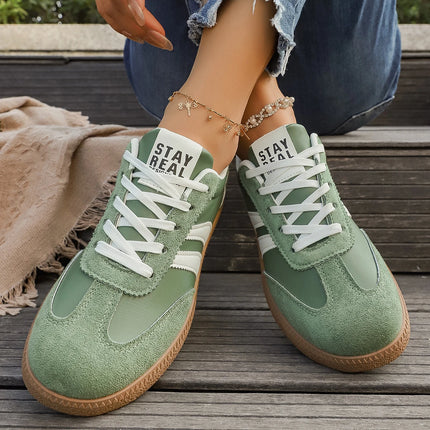 Lightweight Comfortable Sneakers Fashion Striped Lace-Up Sports Shoes Women's Casual Breathable Low-Top Rubber Outsole Sneakers